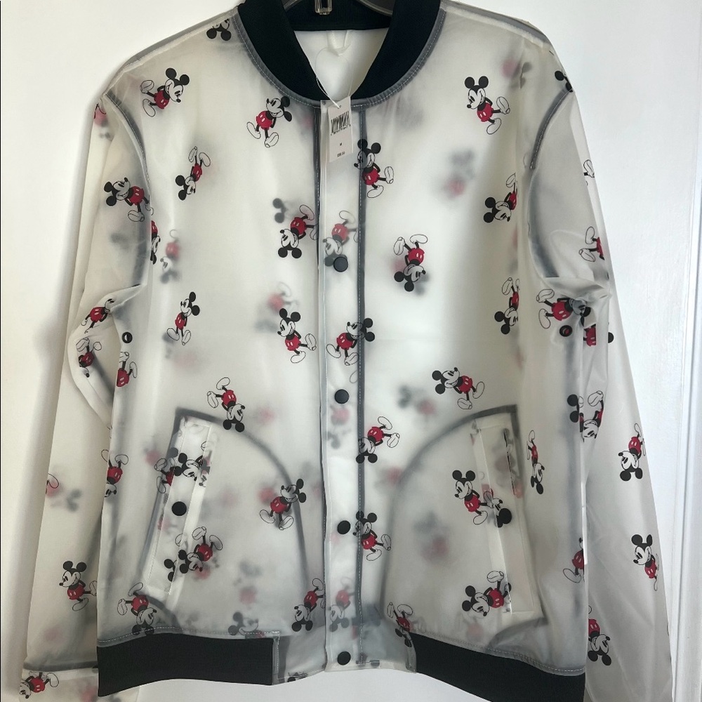 Disney Sheer Mickey Mouse Bomber Jacket — White, Black, Red